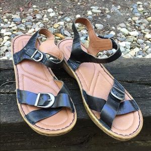 Josef Seidel black wedge sandals